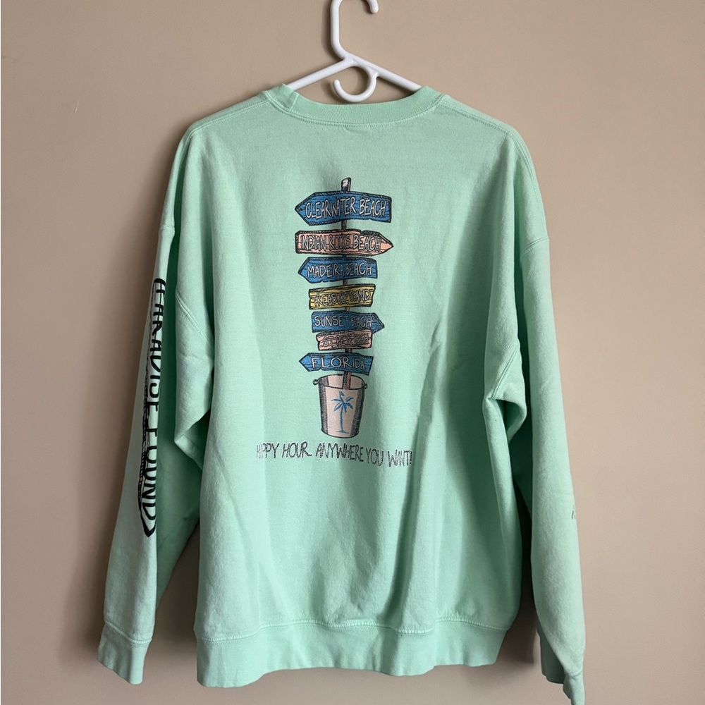 FLORIDA Retro Neon Green Graphic Sweatshirt Large